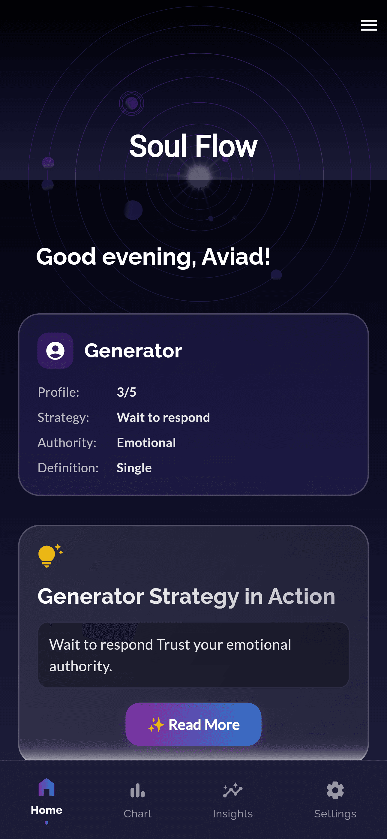 Soul Flow App - Human Design Chart Interface
